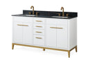 60" Tennant Brand Modern Style White Beatrice Double Sink Bathroom Vanity