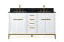 60" Tennant Brand Modern Style White Beatrice Double Sink Bathroom Vanity