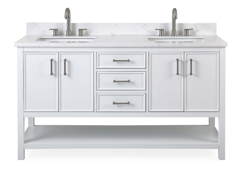 60" Tennant Brand White Color Finish Double Sink Bathroom Vanity - Felton