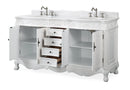 64" Antique White Traditional Style Double Sink Beckham Bathroom Vanity - CF-3882W-AW-64 - Chans Furniture