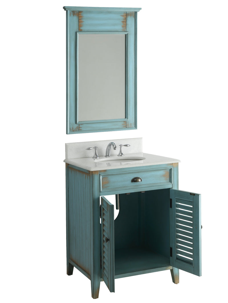 26" Distressed Light Blue Abbeville Small Powder Bathroom Sink Vanity CF-28883BU 20 plus vanity CF 20