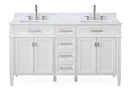 Tennant Brand Durand Modern White Double Sink Bathroom Vanity - GD-1808-D60W-QT - Chans Furniture