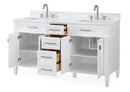 60'' Tennant Brand Durand Modern White Double Sink Bathroom Vanity