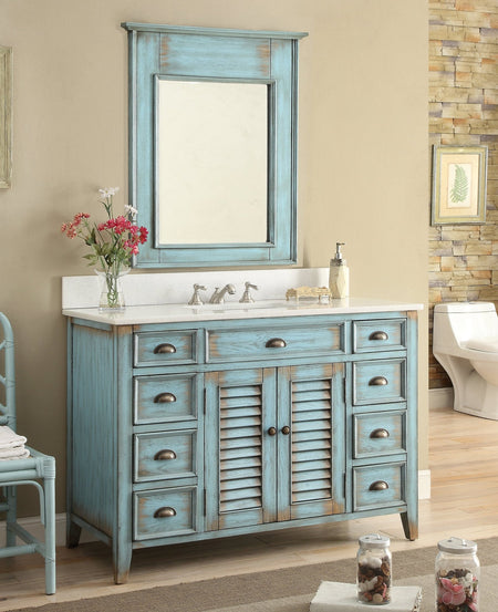 Abbeville Series Free Standing Rustic Distressed Style Bathroom Vanity - Chans Furniture