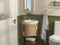 18 Inch Light Oak Trinsville Wall Mount Corner Bathroom Vanity with Matte Solid Surface - Chans Furniture