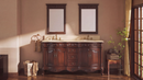 64 Inch Traditional Freestanding Cherry Brown Beckham Bathroom Vanity, Double Sink, Cream Marble Top, Fully Assembled