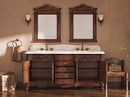 72 Inch Morton Traditional Double Sink Bathroom Vanity Antique Brown with White Quartz Top