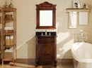 24 Inch Traditional Freestanding Brown Debellis Bathroom Vanity, Single Sink, Black Granite Top, Fully Assembled