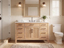 48 Inch Mid-Century Modern Weathered Natural Carvel Bathroom Vanity, Single Sink, White Quartz Top, Fully Assembled