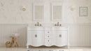 72 Inch Traditional Freestanding Antique White Beckham Bathroom Vanity, Double Sink, White Top, Fully Assembled