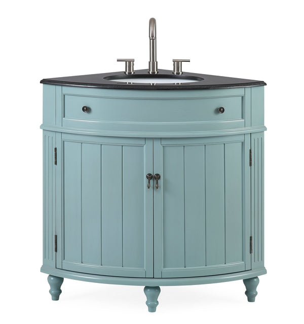 24" Benton Collection Light Blue Triadsville Corner bathroom sink Vanity # GD - 47555 - Chans Furniture