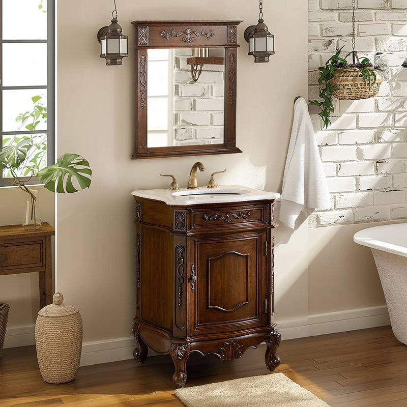 24 Inch Brown Classic Style Powder Room Debellis Small Bathroom Vanity