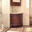 24 Inch Classic Style Walnut Brown Bayview Cream Marble Countertop Corner Bathroom Sink Vanity