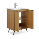 24 Inch Light Wood Finish Liora Single Bathroom Vanity with Intergrated Sink Top - Chans Furniture