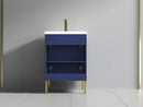 24 Inch Modern Style Navy Blue Bathroom Vanity With Integral Sink Top - Clearance Item - Chans Furniture