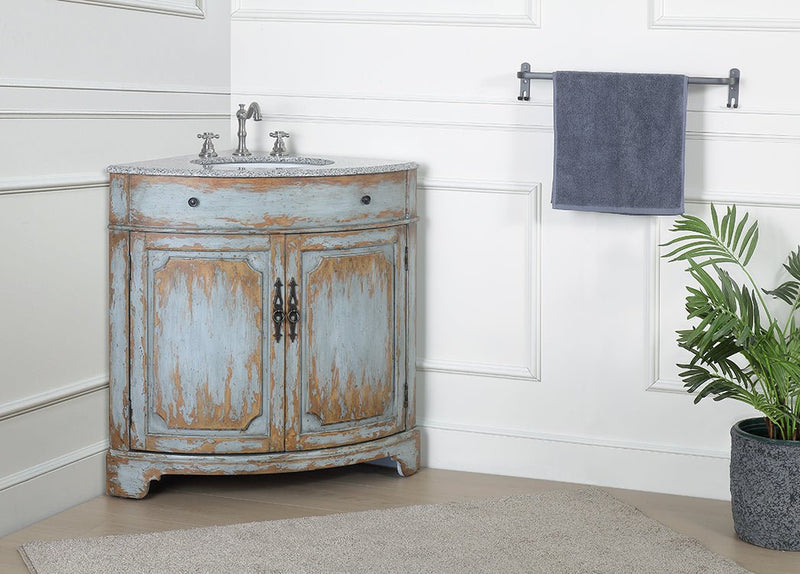 24 Inch Triadsville Freestanding Distressed Gray Corner Bathroom Sink Vanity - Chans Furniture