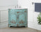 24 Inch Triadsville Freestanding Distressed Light Blue Corner Bathroom Sink Vanity - Chans Furniture