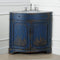 24 Inch Triadsville Freestanding Distressed Navy Blue Corner Bathroom Sink Vanity