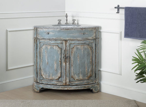 24 Inch Triadsville Freestanding Distressed Rustic Gray Beach Style Corner Bathroom Sink Vanity - Chans Furniture