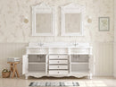 72 Inch Morton Traditional Double Sink Bathroom Vanity Antique White with White Quartz Top