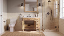36 Inch Mid-Century Modern Weathered Natural Carvel Bathroom Vanity, Single Sink, White Quartz Top, Fully Assembled