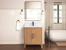 30 Inch Barque Single Sink Warm Oak Brown Finish Bathroom Vanity With White Top