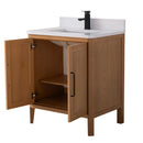 30 Inch Barque Single Sink Warm Oak Brown Finish Bathroom Vanity With White Top