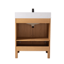 30 Inch Barque Single Sink Warm Oak Brown Finish Bathroom Vanity With White Top