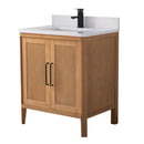 30 Inch Barque Single Sink Warm Oak Brown Finish Bathroom Vanity With White Top