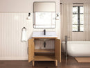 30 Inch Barque Single Sink Warm Oak Brown Finish Bathroom Vanity With White Top