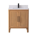 30 Inch Barque Single Sink Warm Oak Brown Finish Bathroom Vanity With White Top