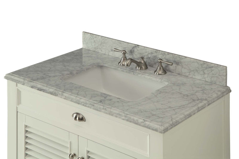 30 Inch Contemporary Style White Kalani Bathroom Vanity - Chans Furniture