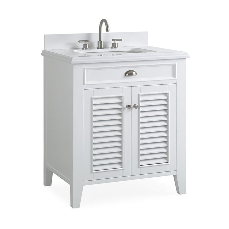 30 Inch Contemporary Style White Kalani Bathroom Vanity - Chans Furniture