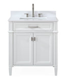 30 Inch Durand Modern White Bathroom Sink Vanity with Stone Counter Top - Chans Furniture