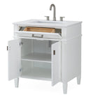 30 Inch Durand Modern White Bathroom Sink Vanity with Stone Counter Top - Chans Furniture