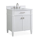 30 Inch Durand Modern White Bathroom Sink Vanity with Stone Counter Top - Chans Furniture