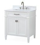 30 Inch Durand Modern White Bathroom Sink Vanity with Stone Counter Top - Chans Furniture