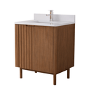 30 Inch Fume Single Sink Mango Warm Oak Brown Finish Bathroom Vanity With White Top