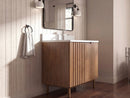 30 Inch Fume Single Sink Mango Warm Oak Brown Finish Bathroom Vanity With White Top