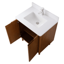 30 Inch Fume Single Sink Mango Warm Oak Brown Finish Bathroom Vanity With White Top