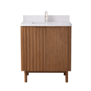 30 Inch Fume Single Sink Mango Warm Oak Brown Finish Bathroom Vanity With White Top