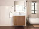30 Inch Fume Single Sink Mango Warm Oak Brown Finish Wall Mount Floating Style Bathroom Vanity