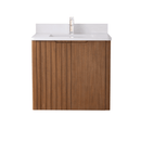30 Inch Fume Single Sink Mango Warm Oak Brown Finish Wall Mount Floating Style Bathroom Vanity