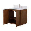 30 Inch Fume Single Sink Mango Warm Oak Brown Finish Wall Mount Floating Style Bathroom Vanity