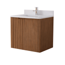 30 Inch Fume Single Sink Mango Warm Oak Brown Finish Wall Mount Floating Style Bathroom Vanity