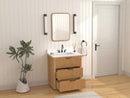 30 Inch Modern Golden Oak Coris Single Sink Bathroom Vanity With White Quartz Top
