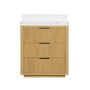 30 Inch Modern Light Oak Coris Single Sink Bathroom Vanity With White Quartz Top - Chans Furniture