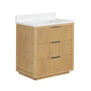 30 Inch Modern Light Oak Coris Single Sink Bathroom Vanity With White Quartz Top - Chans Furniture