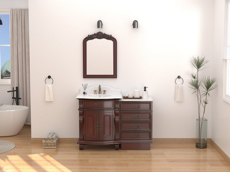 30 Inch Traditional Style Solid Wood Hopkinton Single Sink Bathroom Vanity With Stone top - Chans Furniture