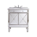 32 Inch Silver Trim Austell Mirrored Bathroom Vanity with Italian Carrara Marble Top
